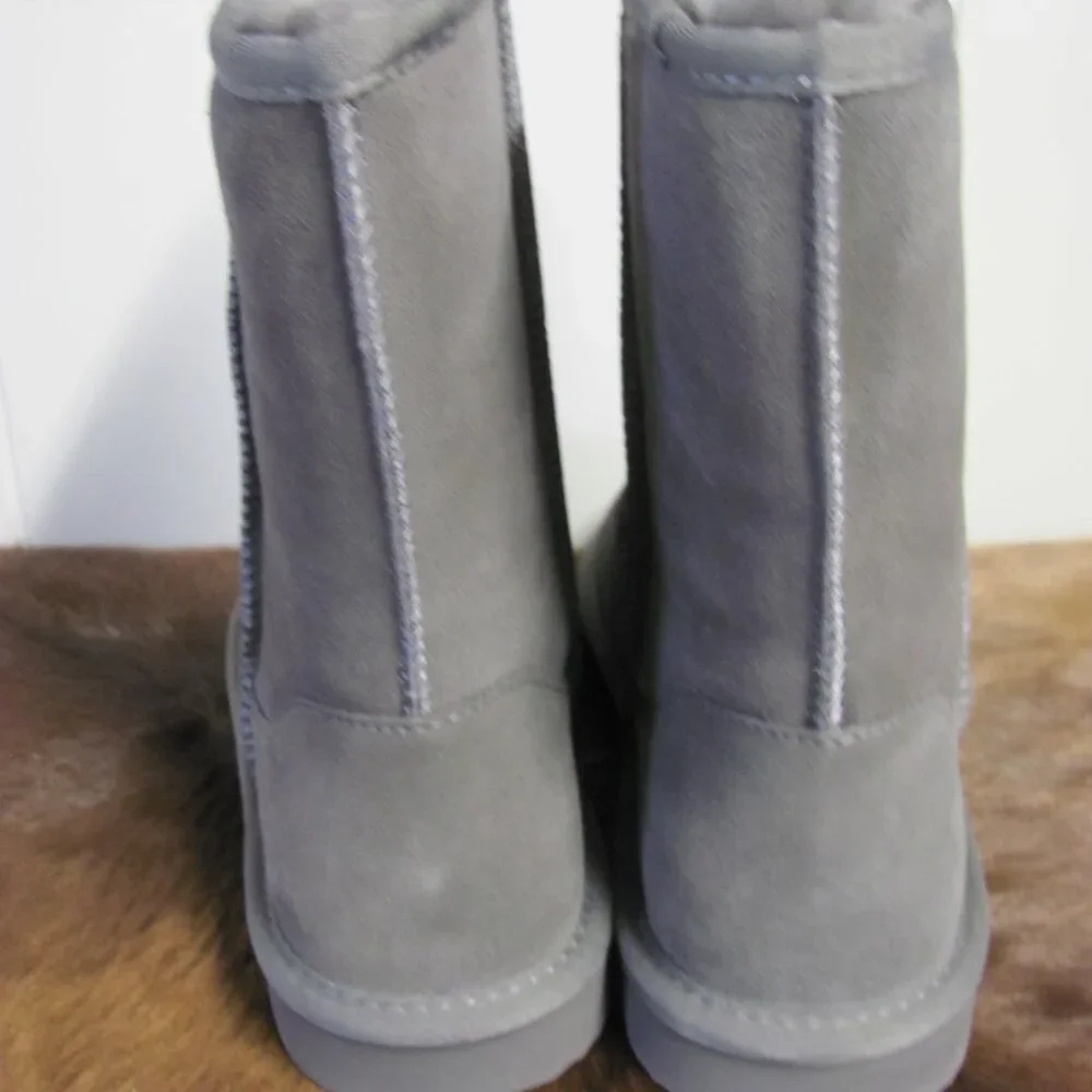 QUINCE WOMENS GREY AUSTRALIAN SHEARLING MID CALF BOOTS NIB